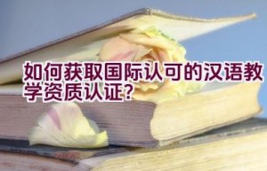 如何获取国际认可的汉语教学资质认证？