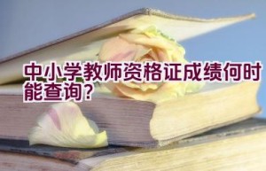 中小学教师资格证成绩何时能查询？