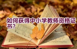 如何获得中小学教师资格证书？