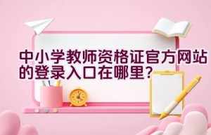 中小学教师资格证官方网站的登录入口在哪里？