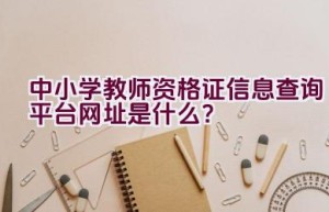 中小学教师资格证信息查询平台网址是什么？