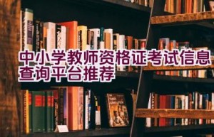 中小学教师资格证考试信息查询平台推荐