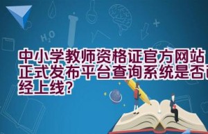 中小学教师资格证官方网站正式发布平台查询系统是否已经上线？