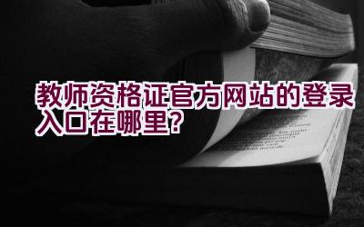 教师资格证官方网站的登录入口在哪里？插图