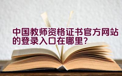 中国教师资格证书官方网站的登录入口在哪里？插图