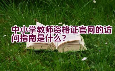 中小学教师资格证官网的访问指南是什么？插图