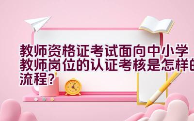 教师资格证考试面向中小学教师岗位的认证考核是怎样的流程？插图