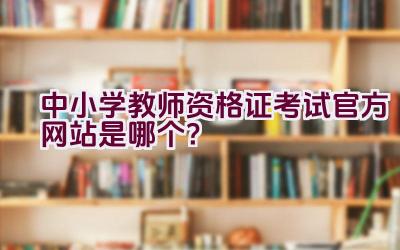 中小学教师资格证考试官方网站是哪个？插图