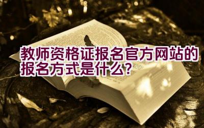 教师资格证报名官方网站的报名方式是什么？插图