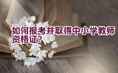 如何报考并取得中小学教师资格证？插图