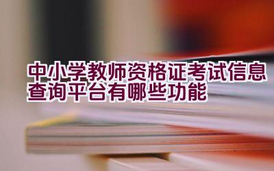 中小学教师资格证考试信息查询平台有哪些功能插图