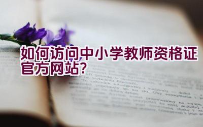 如何访问中小学教师资格证官方网站？插图