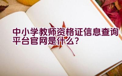 中小学教师资格证信息查询平台官网是什么？插图