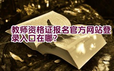 教师资格证报名官方网站登录入口在哪？插图