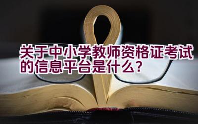 关于中小学教师资格证考试的信息平台是什么？插图