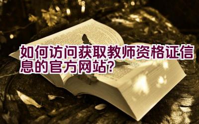 如何访问获取教师资格证信息的官方网站？插图