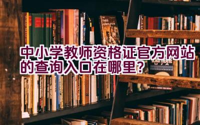 中小学教师资格证官方网站的查询入口在哪里？插图